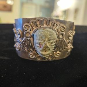 Vintage Mexican Taxco Sterling Silver Bracelet by RAF Large Cuff *RARE*